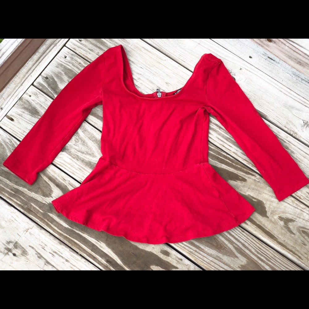 Express Red Peplum Top